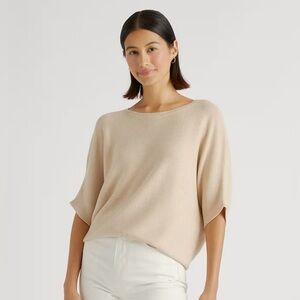 Quince Women's Scoop Neck Light Beige Knit Top